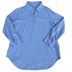Soft Surroundings Top Women’s Small Oversized Tunic Coastal Beach Lagenlook Blue